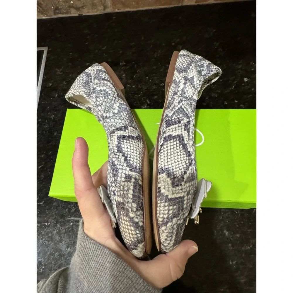 Sam Edelman Felicia Roccia Leather Snakeskin Ballet Flats Women's Size 6.5 Bow